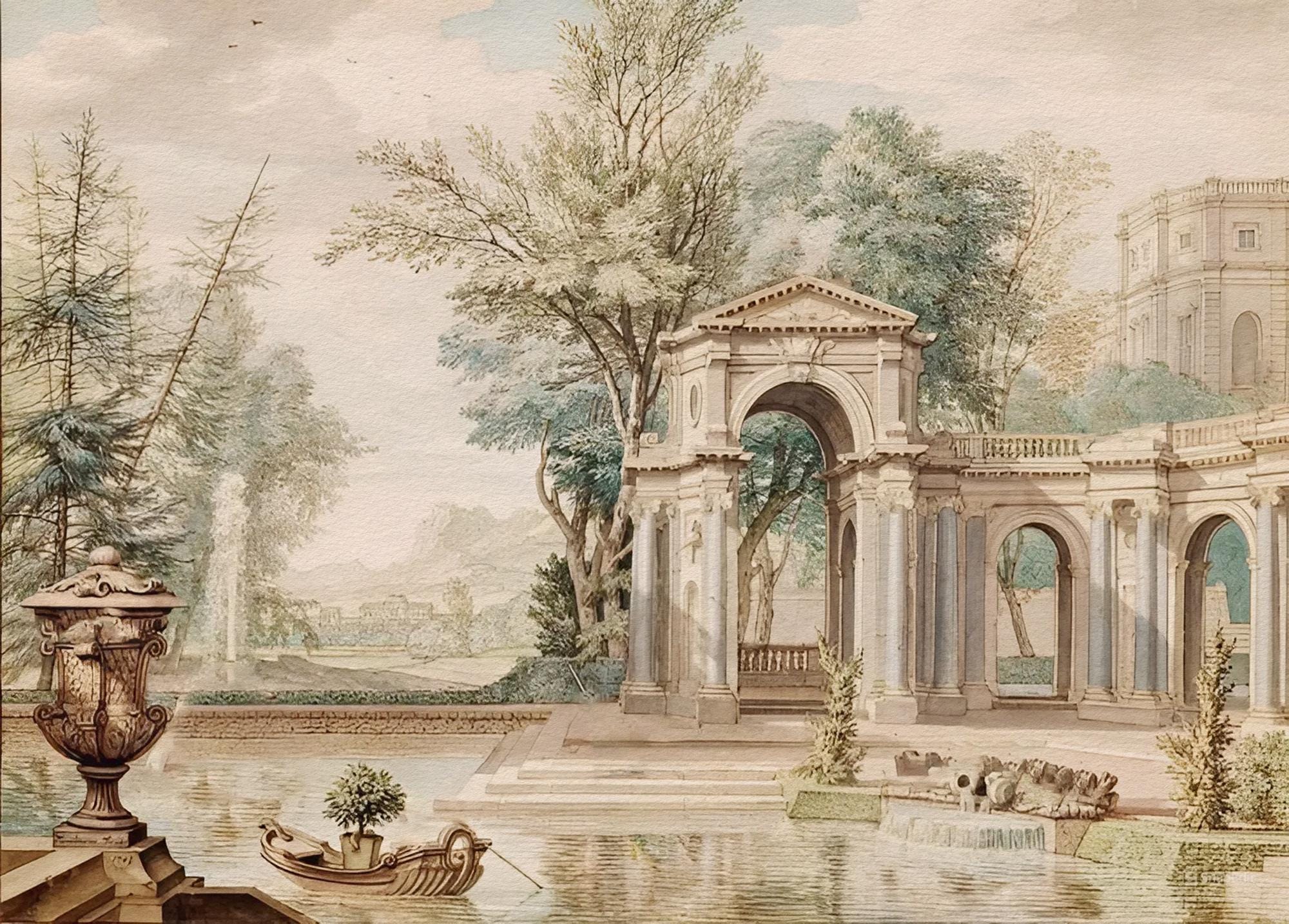 Victorian Landscape Wallpaper: 18th Century Scenic Wall Mural, Peel and Stick - View 6