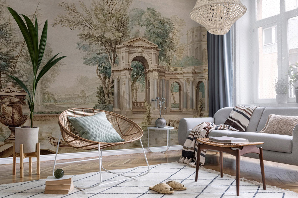 Victorian Landscape Wallpaper: 18th Century Scenic Wall Mural, Peel and Stick