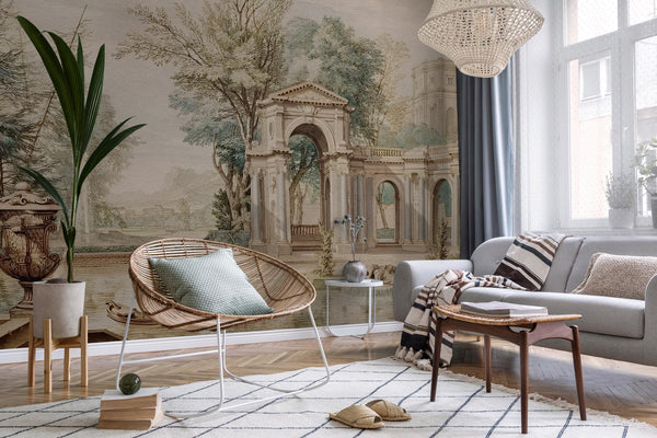 Victorian Landscape Wallpaper: 18th Century Scenic Wall Mural, Peel and Stick
