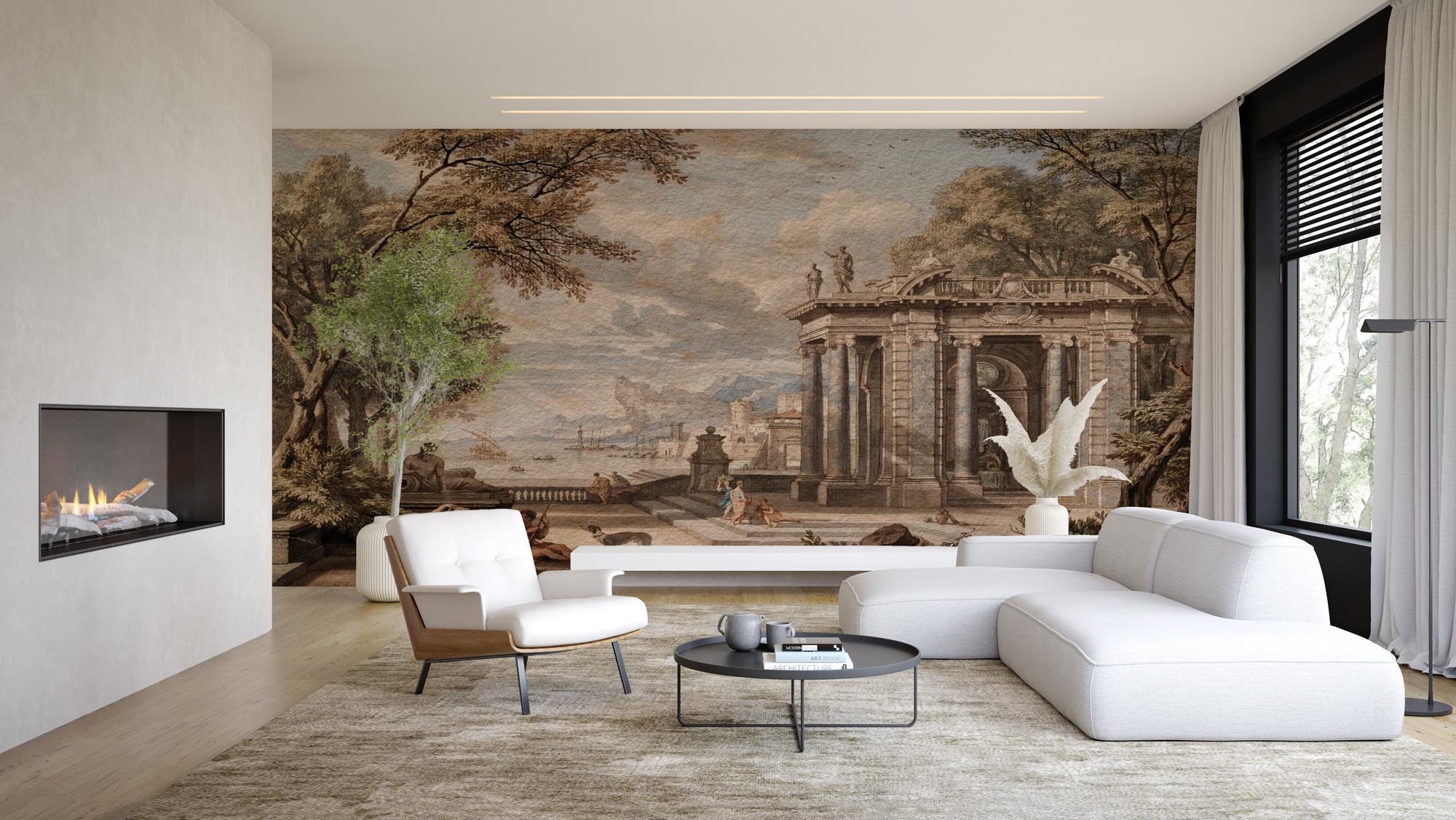 Ancient Rome Scenic Wallpaper: Vintage Oil Painting, Peel and Stick - View 4
