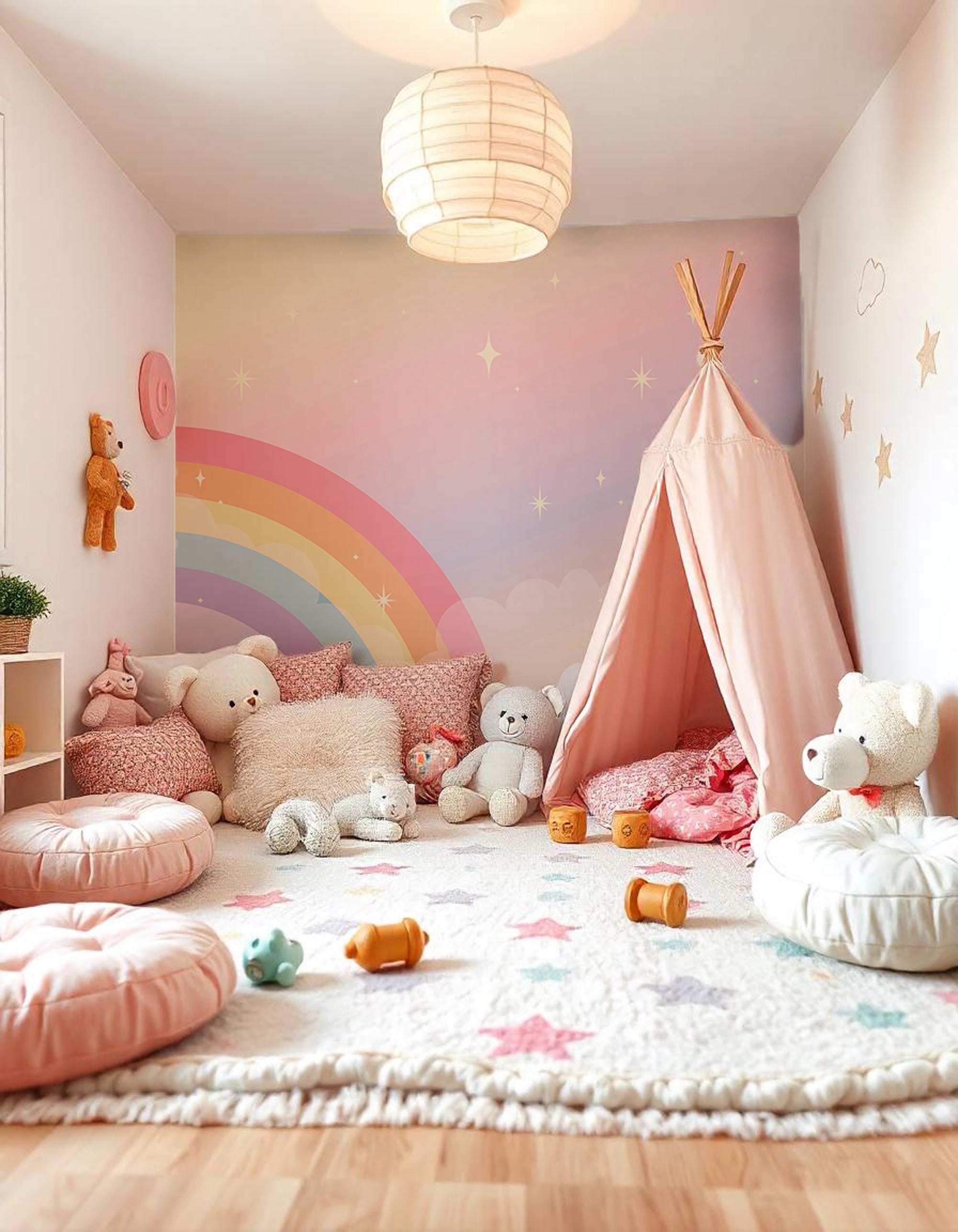 Rainbow Nursery Wallpaper: Peel and Stick Kids Room Decor - View 6