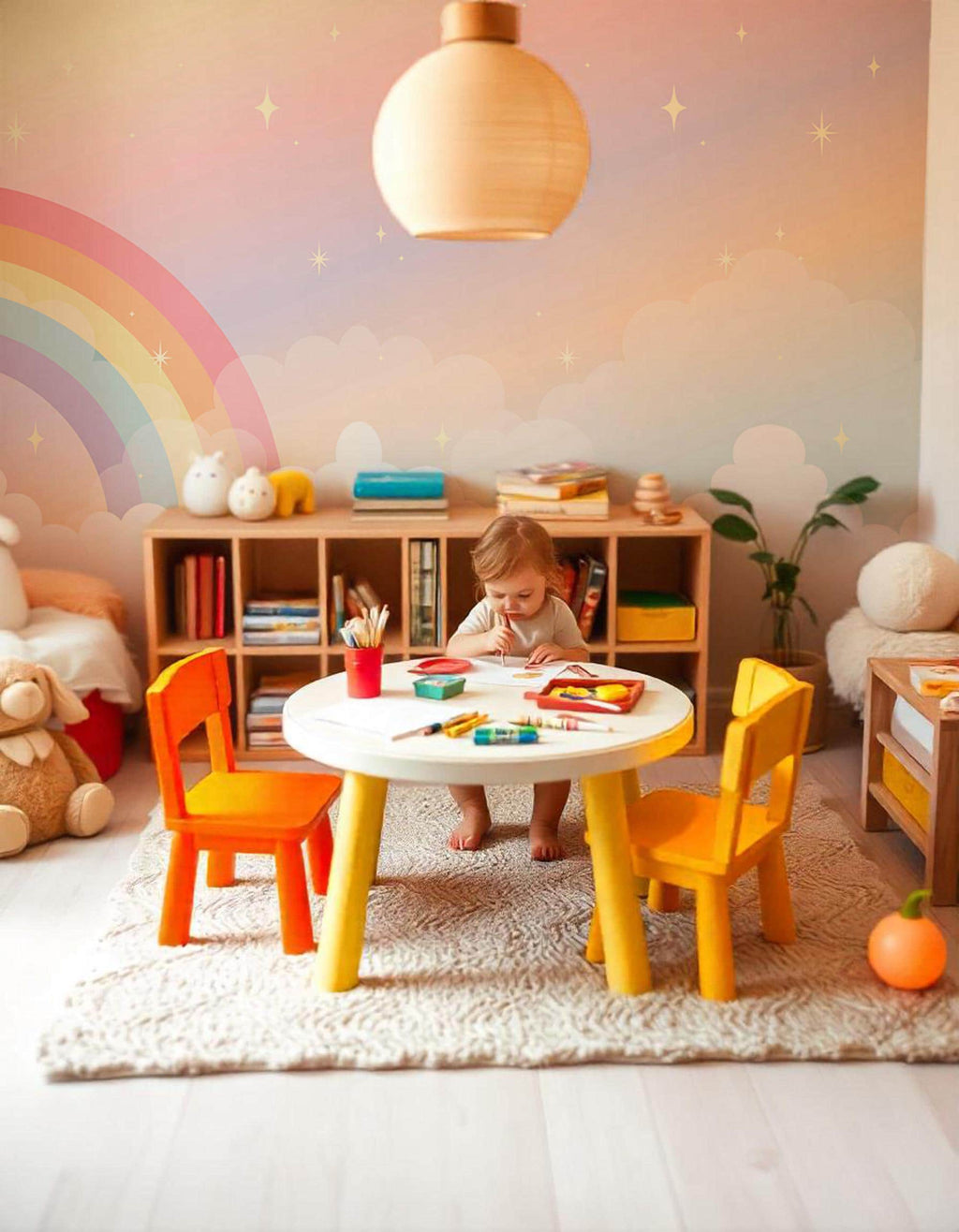 Rainbow Nursery Wallpaper: Peel and Stick Kids Room Decor - View 3