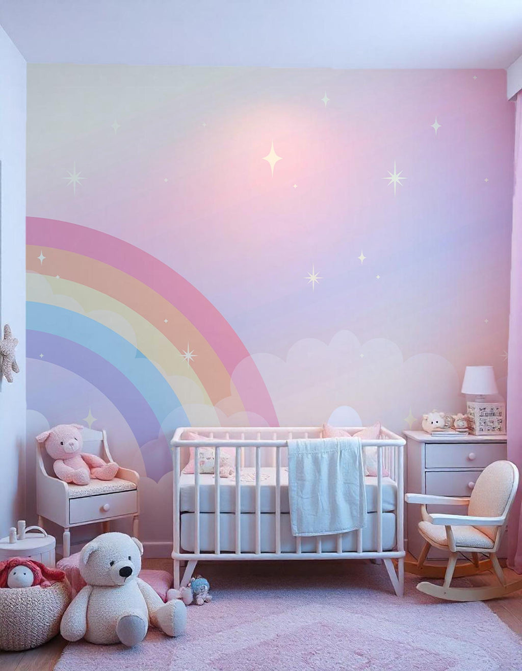 Rainbow Nursery Wallpaper: Peel and Stick Kids Room Decor - View 4