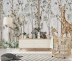 Tropical Forest Animal Wallpaper: Peel and Stick Nursery Wall Mural - View 5