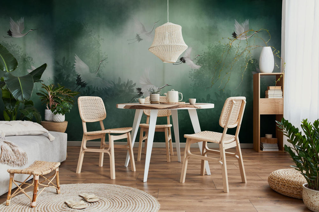 Crane Birds Peel and Stick Wallpaper: Vintage Wall Mural - View 3
