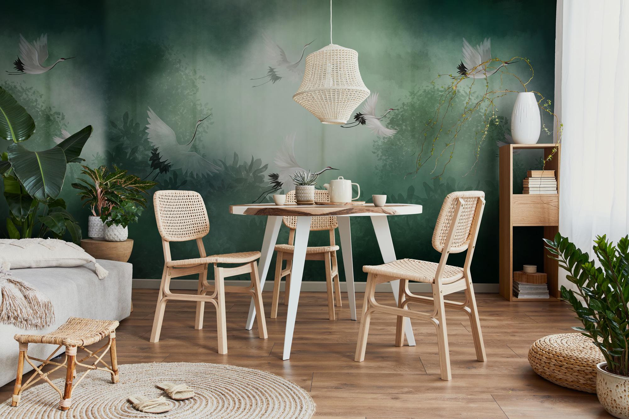 Crane Birds Peel and Stick Wallpaper: Vintage Wall Mural - View 3