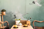 Crane Birds Peel and Stick Wallpaper: Vintage Wall Mural - View 2