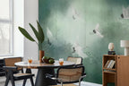 Crane Birds Peel and Stick Wallpaper: Vintage Wall Mural - View 4