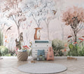 Woodland Animals Peel and Stick Wallpaper, Kids Forest Nursery Mural, Renter Friendly Decor
