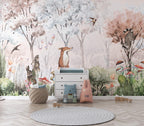 Woodland Animals Peel and Stick Wallpaper, Kids Forest Nursery Mural, Renter Friendly Decor