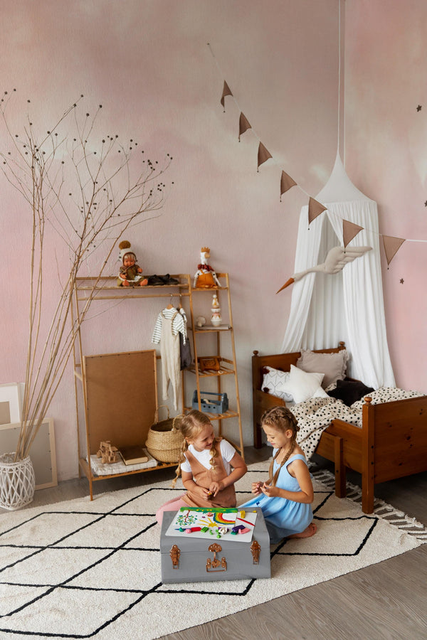 Pink Watercolor Cloud Wallpaper: Peel and Stick Wall Mural