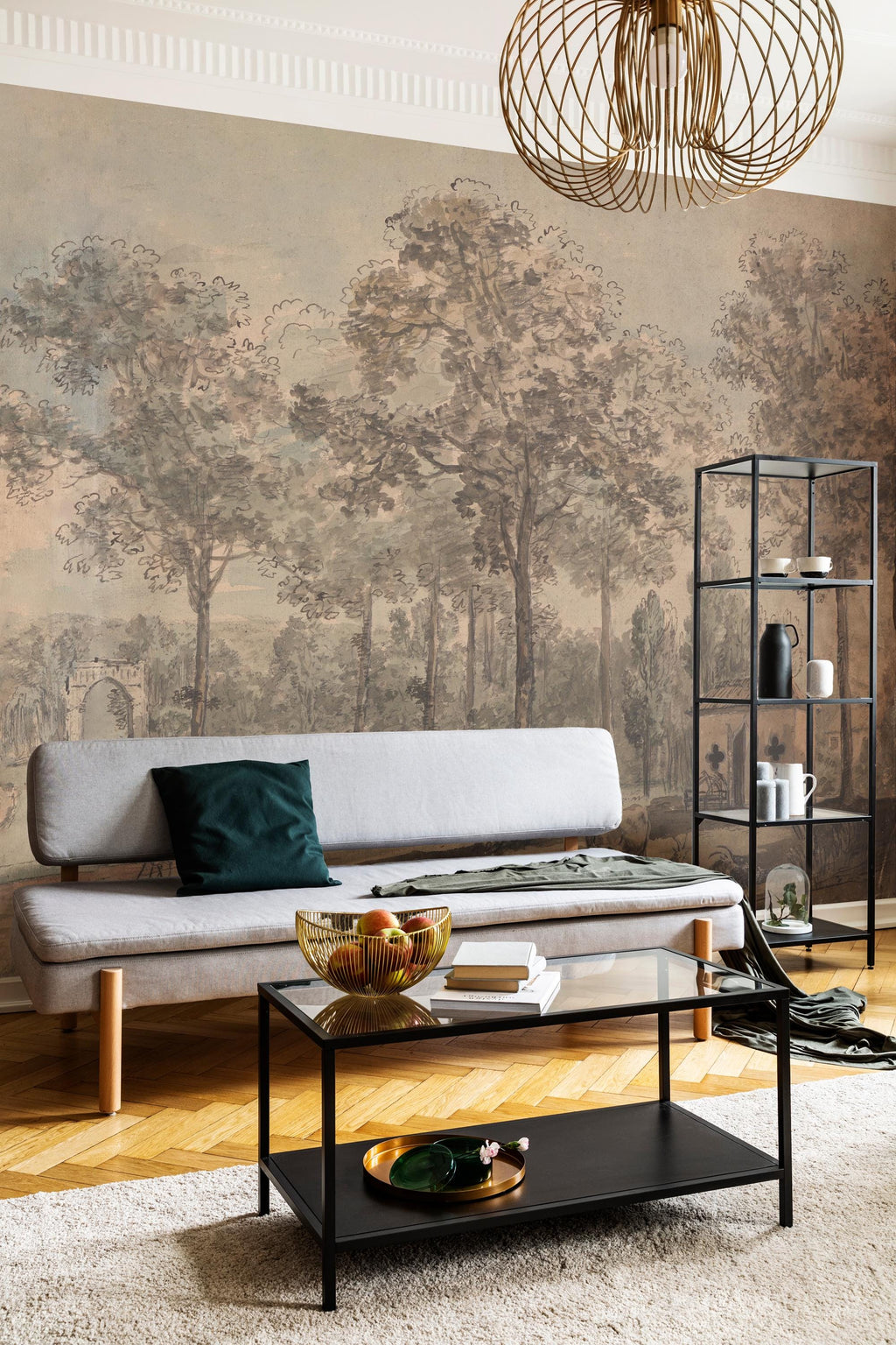 Forest Tropical Wallpaper: Vintage Landscape Peel and Stick Wallpaper - View 2