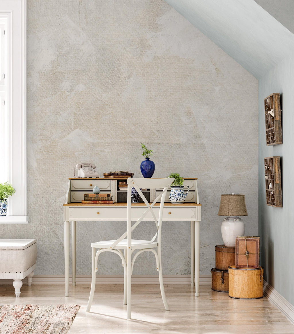 Beige Textured Wallpaper: Neutral Rustic Peel and Stick Wall Mural - View 2