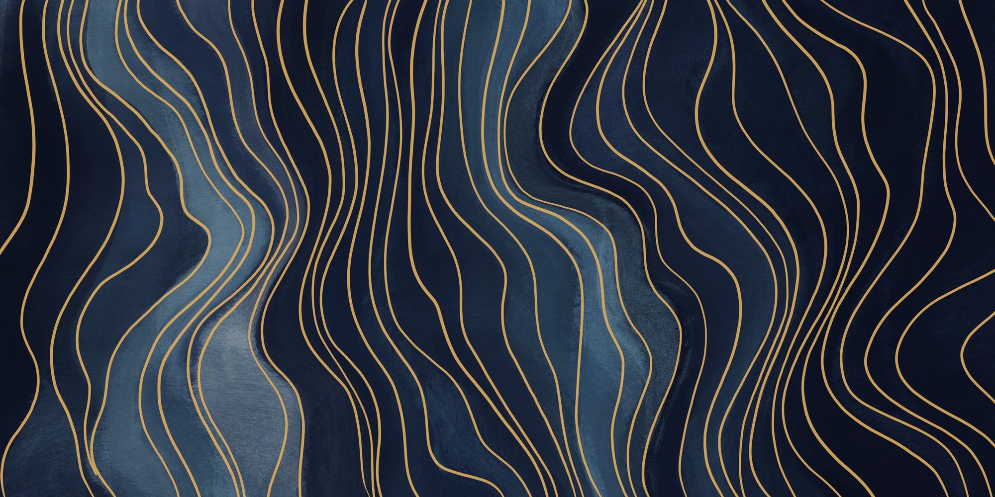 Blue Geometric Wallpaper: Navy & Gold Peel and Stick Wall Mural - View 5
