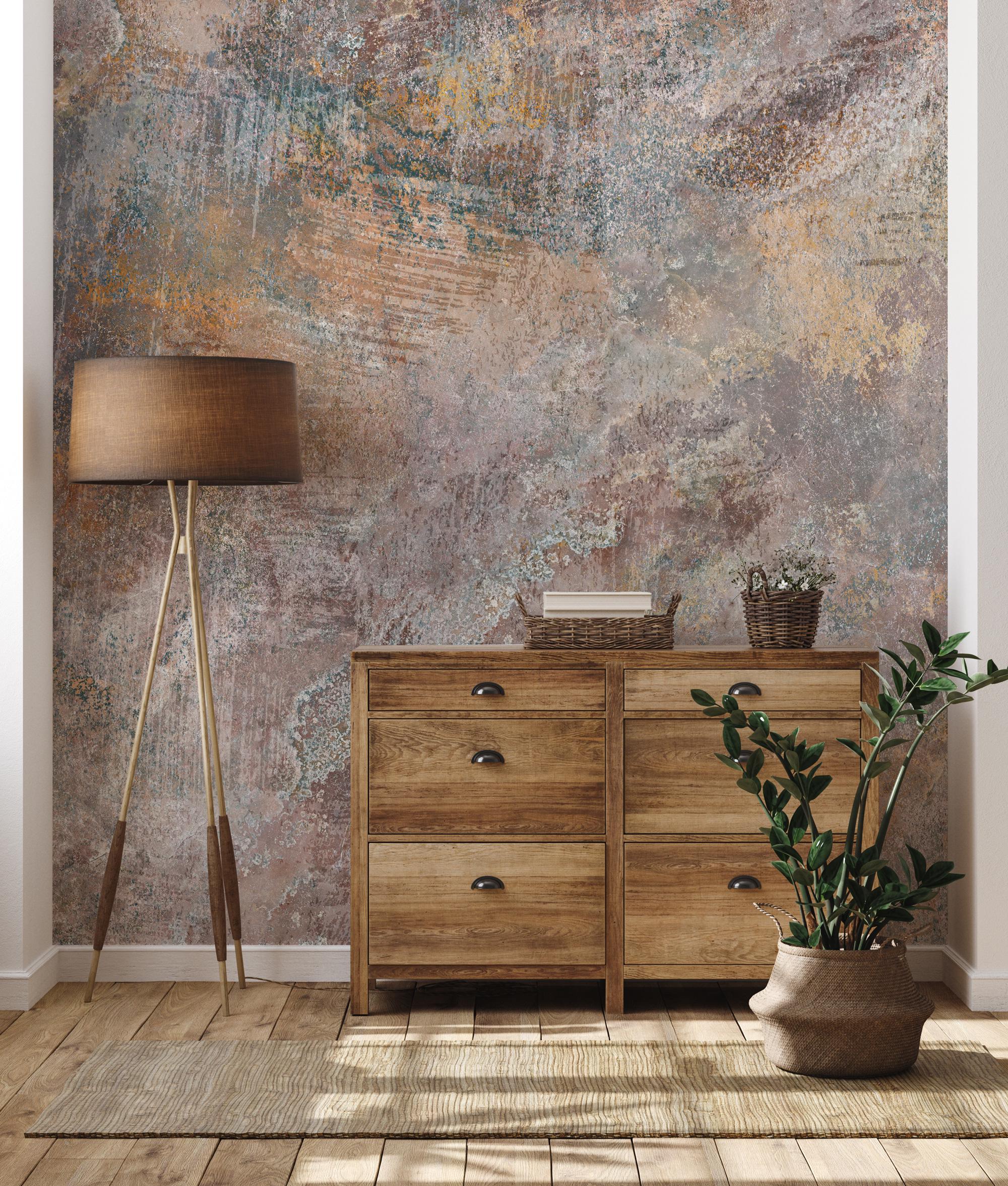 Textured Copper Wallpaper: Concrete Stucco Peel & Stick Wall Mural - View 3
