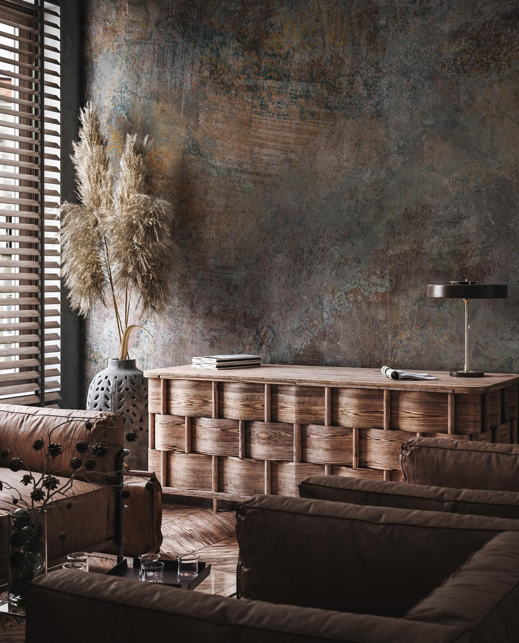 Textured Copper Wallpaper: Concrete Stucco Peel & Stick Wall Mural