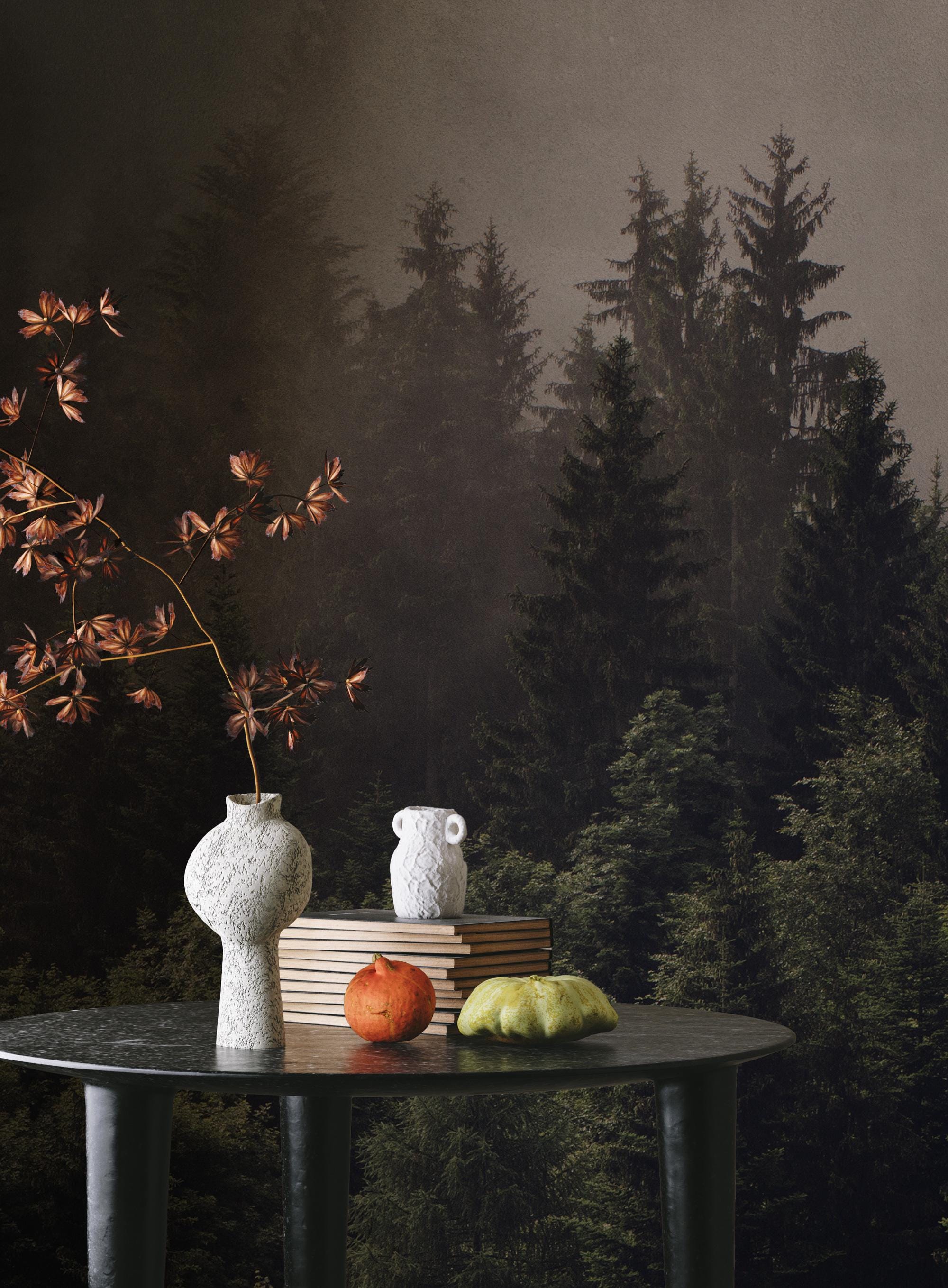Foggy Forest Wallpaper: Misty Woodland Peel & Stick Wall Mural - View 4