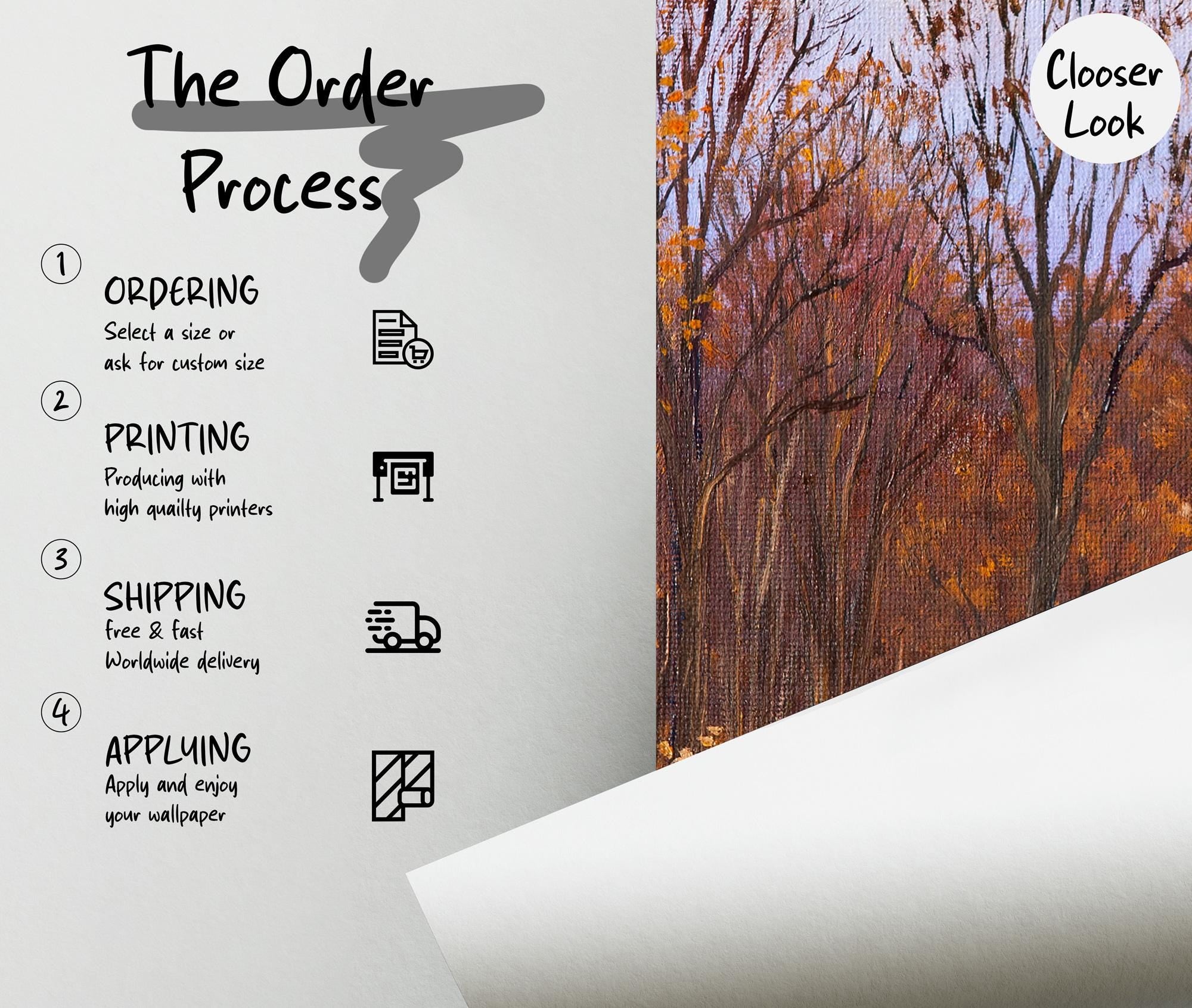 Autumn Forest Wall Mural: Rustic Fall Foliage Peel and Stick Wallpaper - View 5