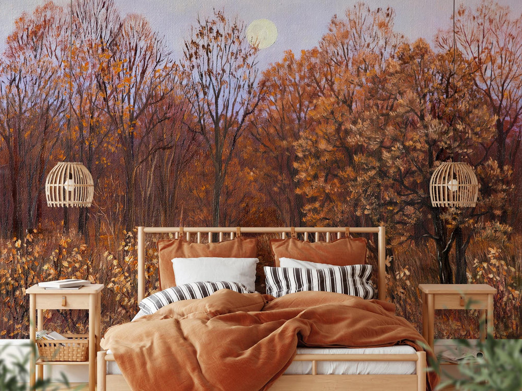 Autumn Forest Wall Mural: Rustic Fall Foliage Peel and Stick Wallpaper - View 3
