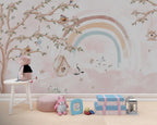 Pastel Rainbow Wallpaper: Whimsical Nursery Decor, Peel and Stick - View 5