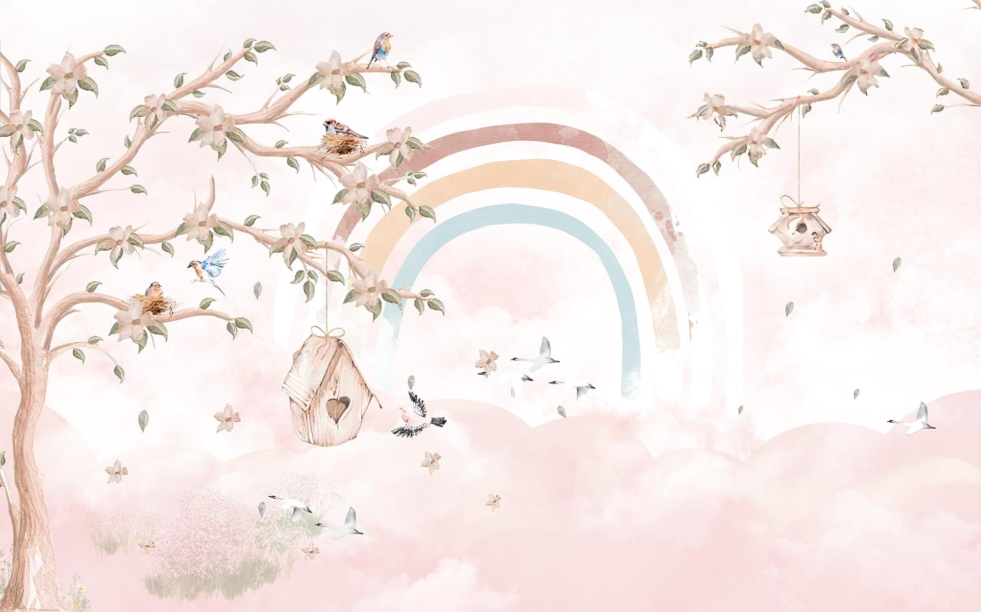 Pastel Rainbow Wallpaper: Whimsical Nursery Decor, Peel and Stick - View 7