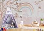 Pastel Rainbow Wallpaper: Whimsical Nursery Decor, Peel and Stick