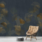 Navy and Gold Ginkgo Leaf Wallpaper: Luxe Peel and Stick Wall Mural - View 6