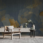 Navy and Gold Ginkgo Leaf Wallpaper: Luxe Peel and Stick Wall Mural - View 4