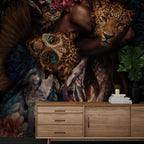 Black Women and Leopard Peel and Stick Wallpaper: Rose Wall Mural - View 3