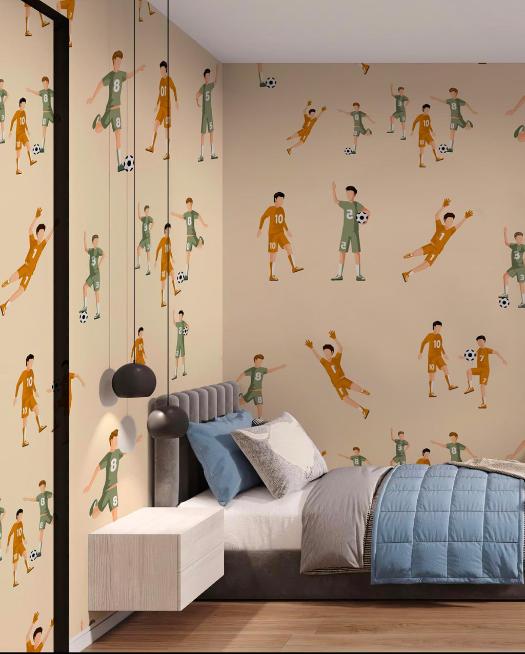 Soccer Kids Wall Mural: Peel & Stick Sports Wallpaper - View 2