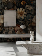 Dark Floral Peel and Stick Wall Mural, Peony Wallpaper - View 7