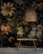Dark Floral Peel and Stick Wall Mural, Peony Wallpaper - View 4