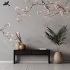 Cherry Blossom Wall Mural: Vintage Chinoiserie Floral Wallpaper (Peel and Stick) - View 3