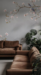 Cherry Blossom Wall Mural: Vintage Chinoiserie Floral Wallpaper (Peel and Stick) - View 5
