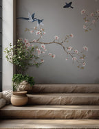 Cherry Blossom Wall Mural: Vintage Chinoiserie Floral Wallpaper (Peel and Stick) - View 4