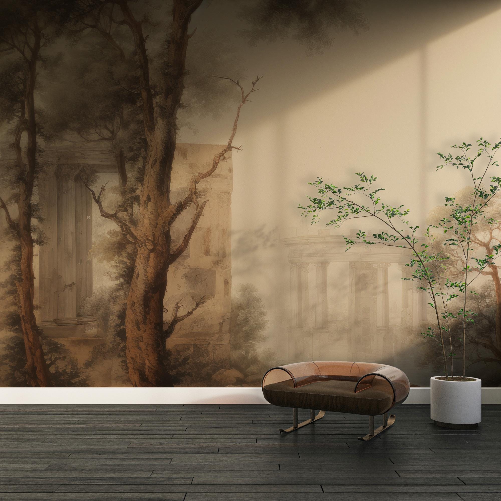 Ancient Rome Scenic Wallpaper Mural: Vintage Oil Painting Peel & Stick - View 3