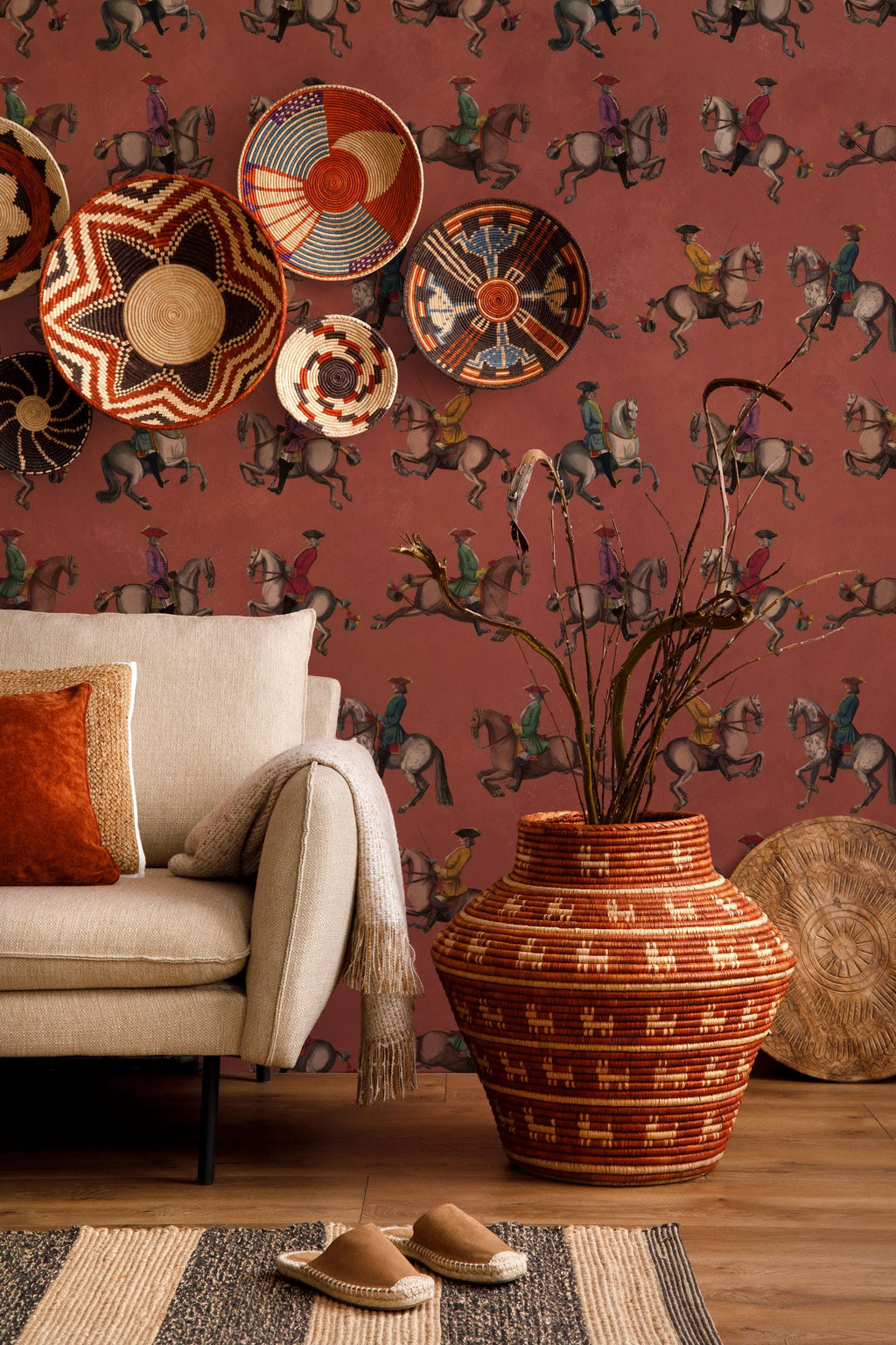 Red Cowboy Wallpaper: Equestrian Peel and Stick Wall Mural