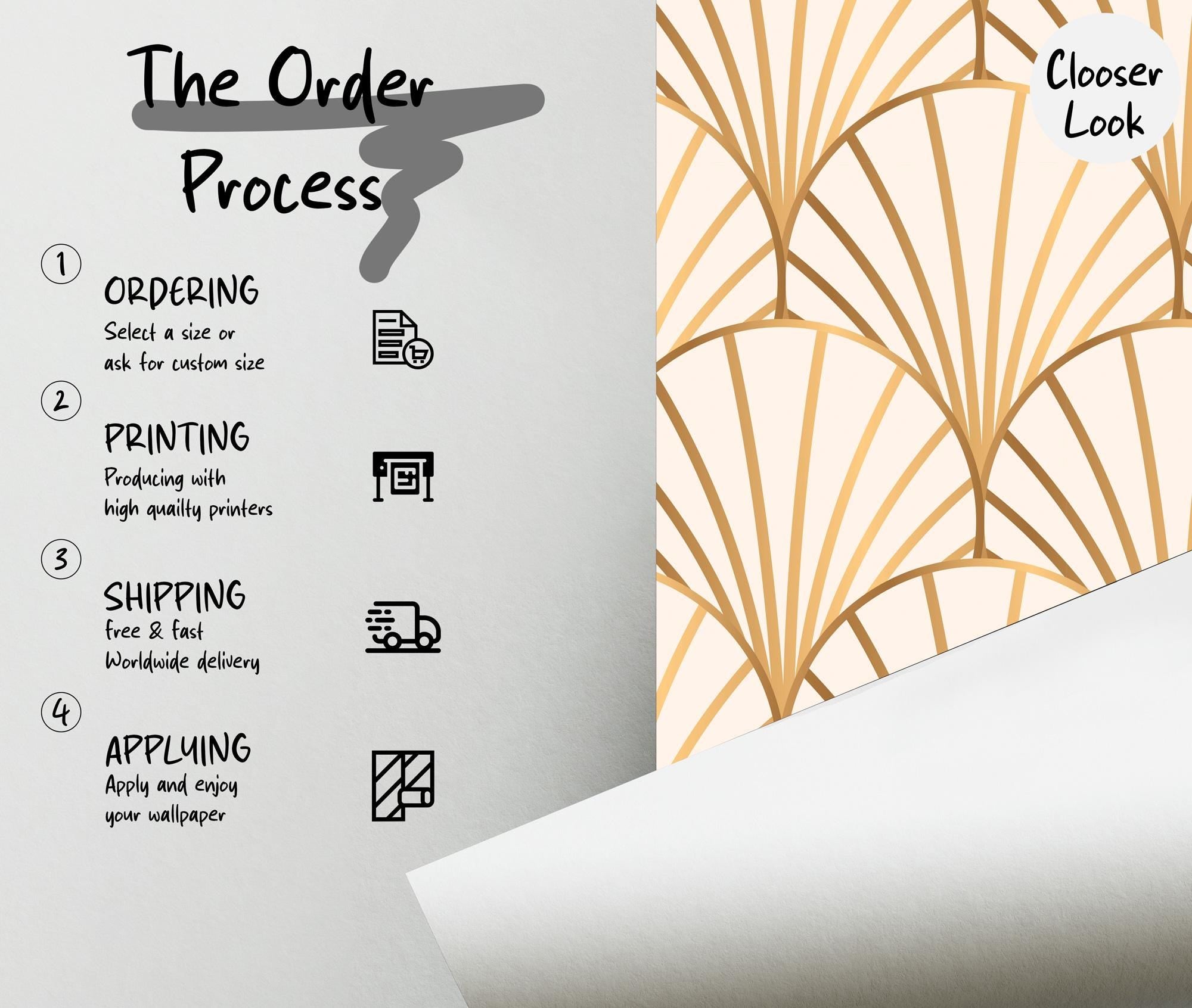 Gold Geometric Wallpaper: Seamless Peel and Stick Wall Mural - View 5