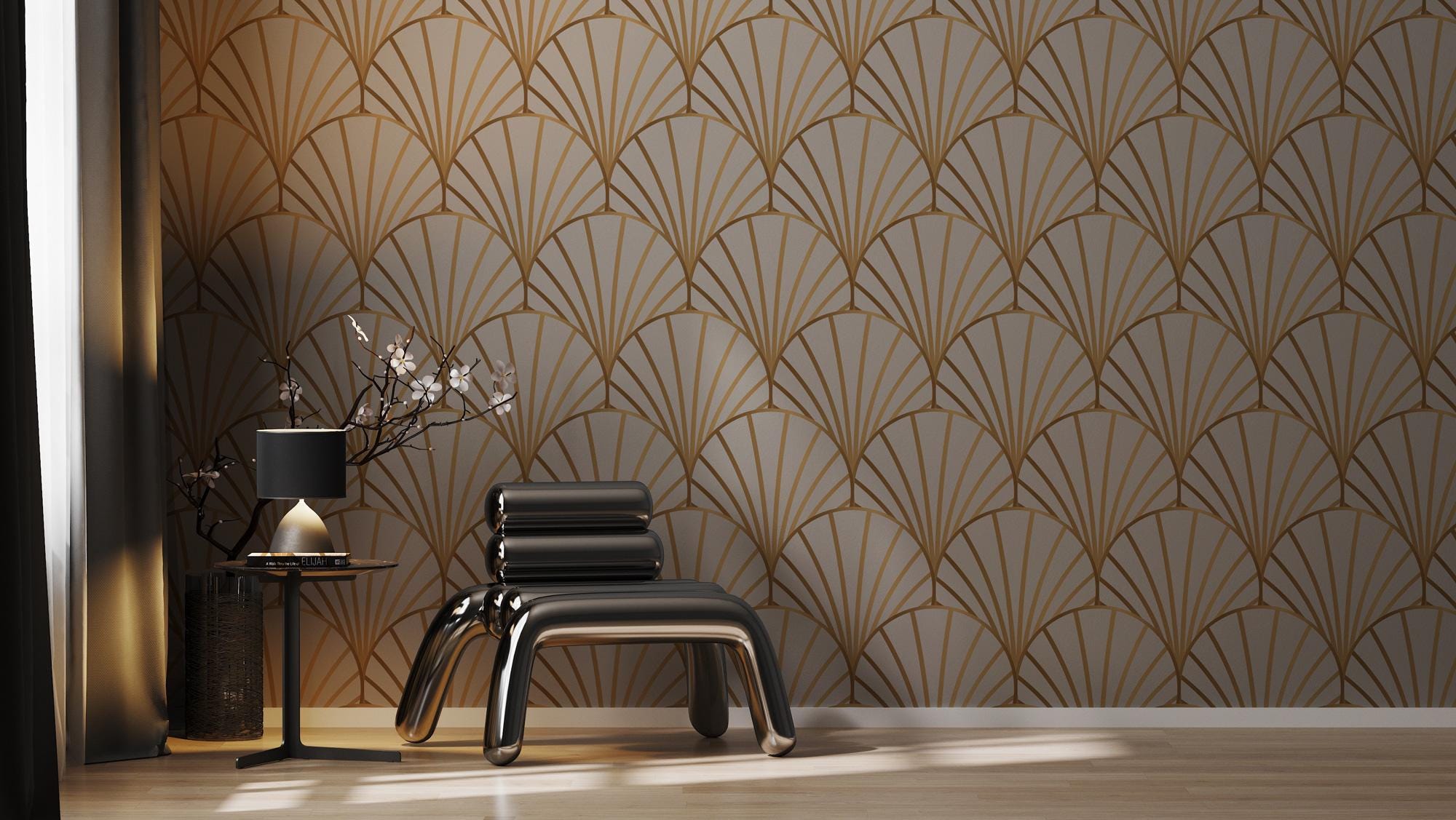 Gold Geometric Wallpaper: Seamless Peel and Stick Wall Mural