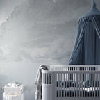 Gray Sky Clouds Peel and Stick Wall Mural: Minimalist Nursery Wallpaper - View 4