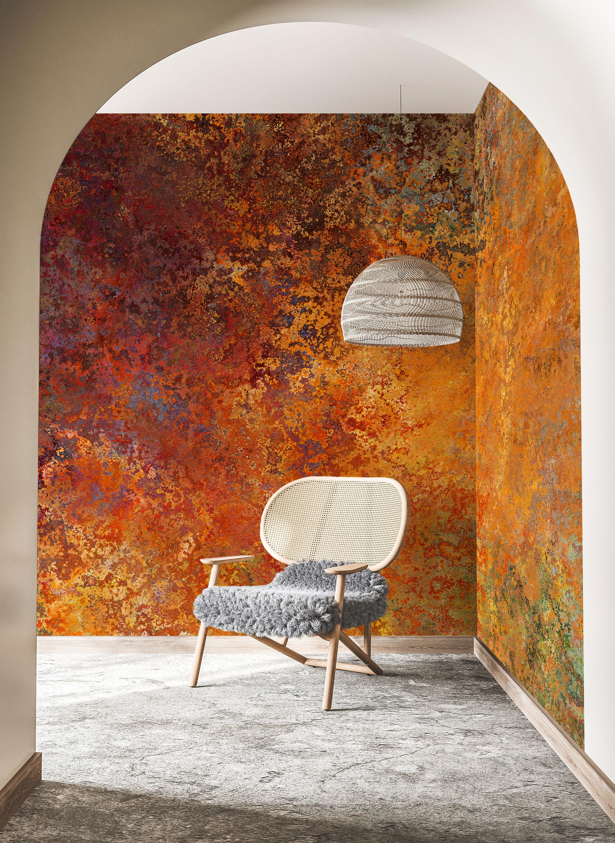 Copper Tones Concrete Wallpaper: Rusty Look, Peel and Stick - View 3