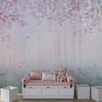 Soft Pastel Floral Wallpaper Mural: Whimsical Kids' Room Decor, Peel and Stick - View 2