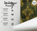 Luxury Green Damask Wallpaper: Victorian Baroque Wall Mural - View 7
