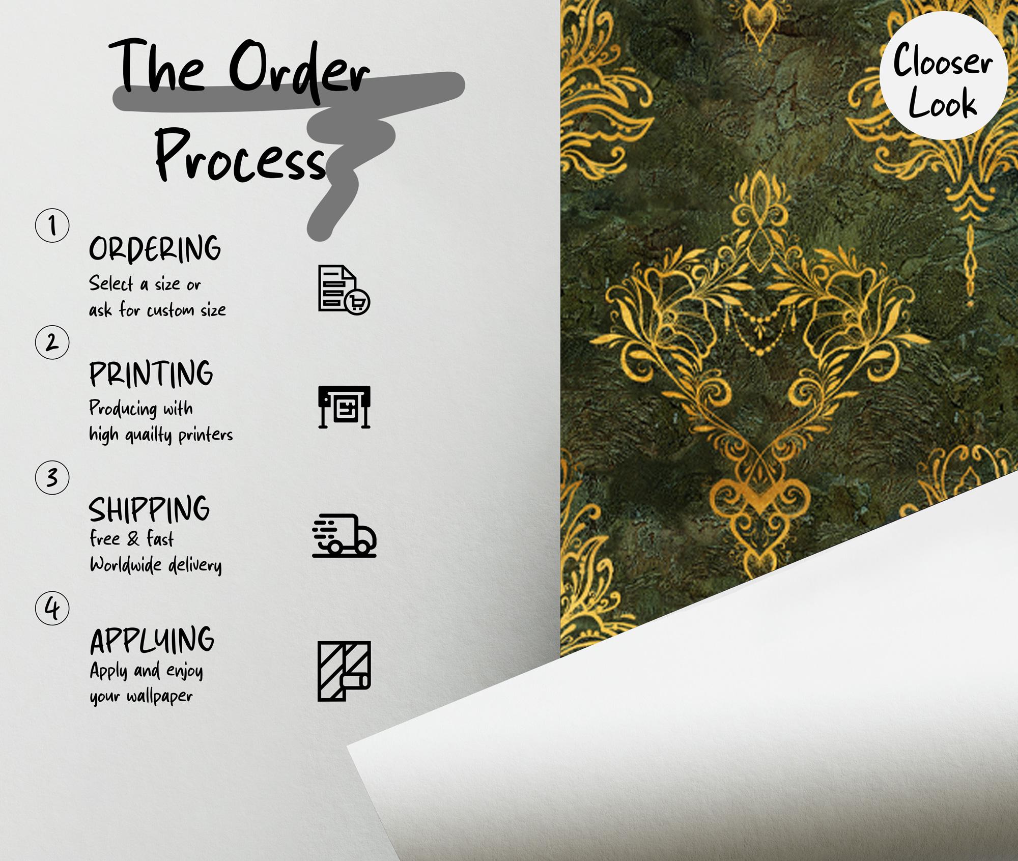 Luxury Green Damask Wallpaper: Victorian Baroque Wall Mural - View 7