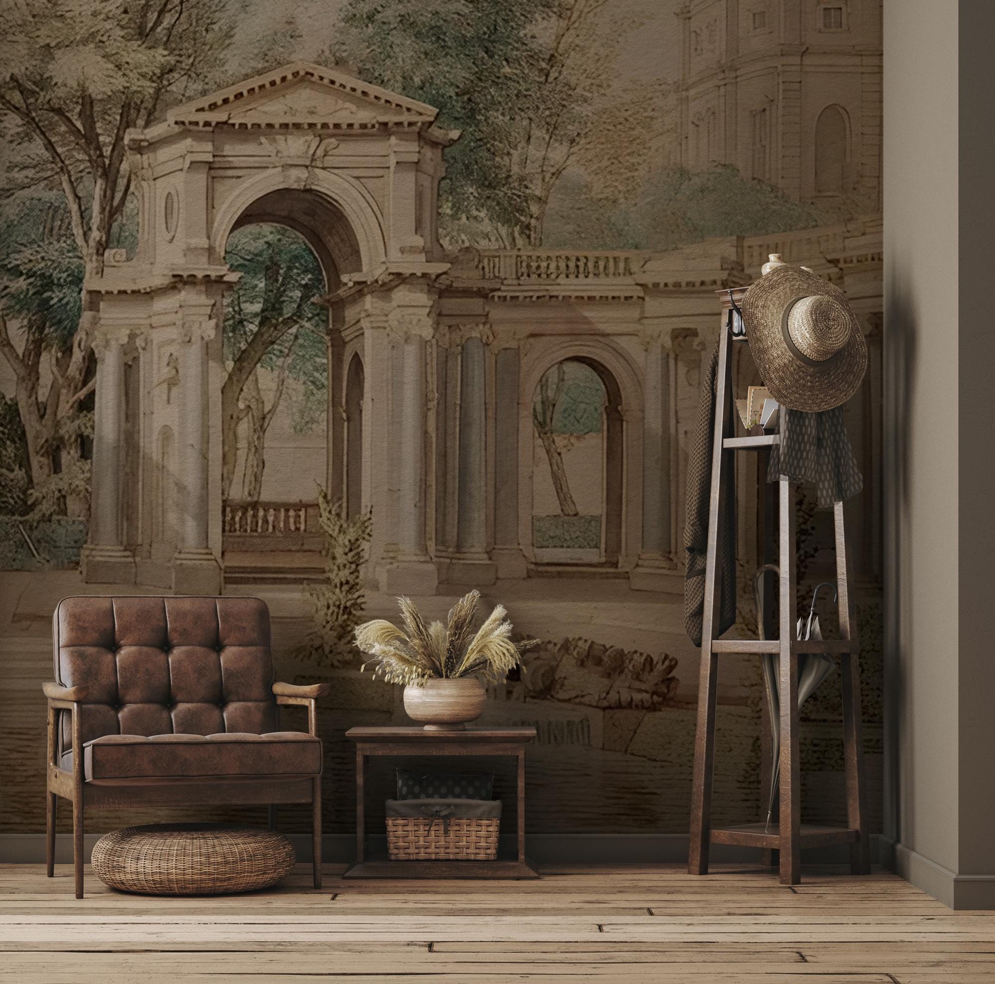 Victorian Landscape Wallpaper: 18th Century Scenic Wall Mural, Peel and Stick - View 4