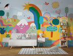 Colorful Rainbow Landscape Kids Room Wallpaper Mural - View 2