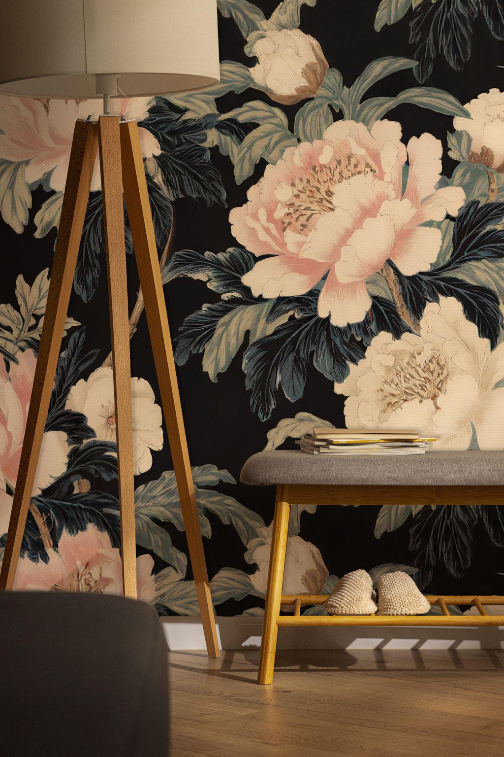 Crane & Floral Peel and Stick Wallpaper: Removable Wall Mural - View 3