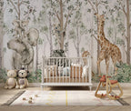 Tropical Forest Animal Wallpaper: Peel and Stick Nursery Wall Mural - View 3