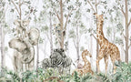 Tropical Forest Animal Wallpaper: Peel and Stick Nursery Wall Mural - View 6
