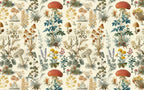 Mushroom Botanical Wallpaper: Secret Garden Peel and Stick Wall Mural - View 6